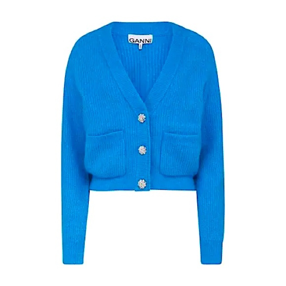 GANNI Soft Knit Cardigan With Crystal Buttons - Picture 10 of 13